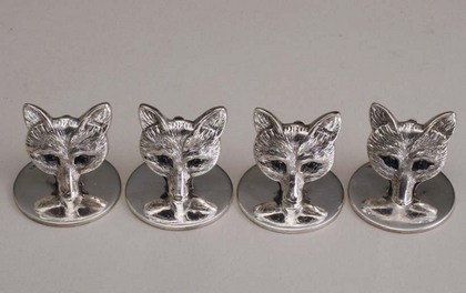 Silver Fox Menu Holders (set of 4) - Sampson Mordan